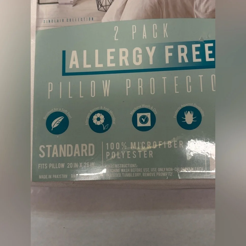 Sinclair Collection Allergy Free Pillow Protectors - White Standard Pair